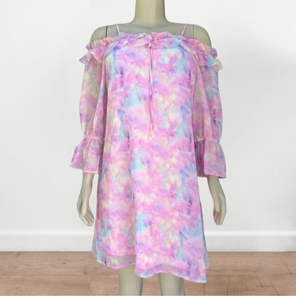 NWOT Women's Multi Watercolor Flowy Summer Dress Size Medium‎ - Picture 1 of 11